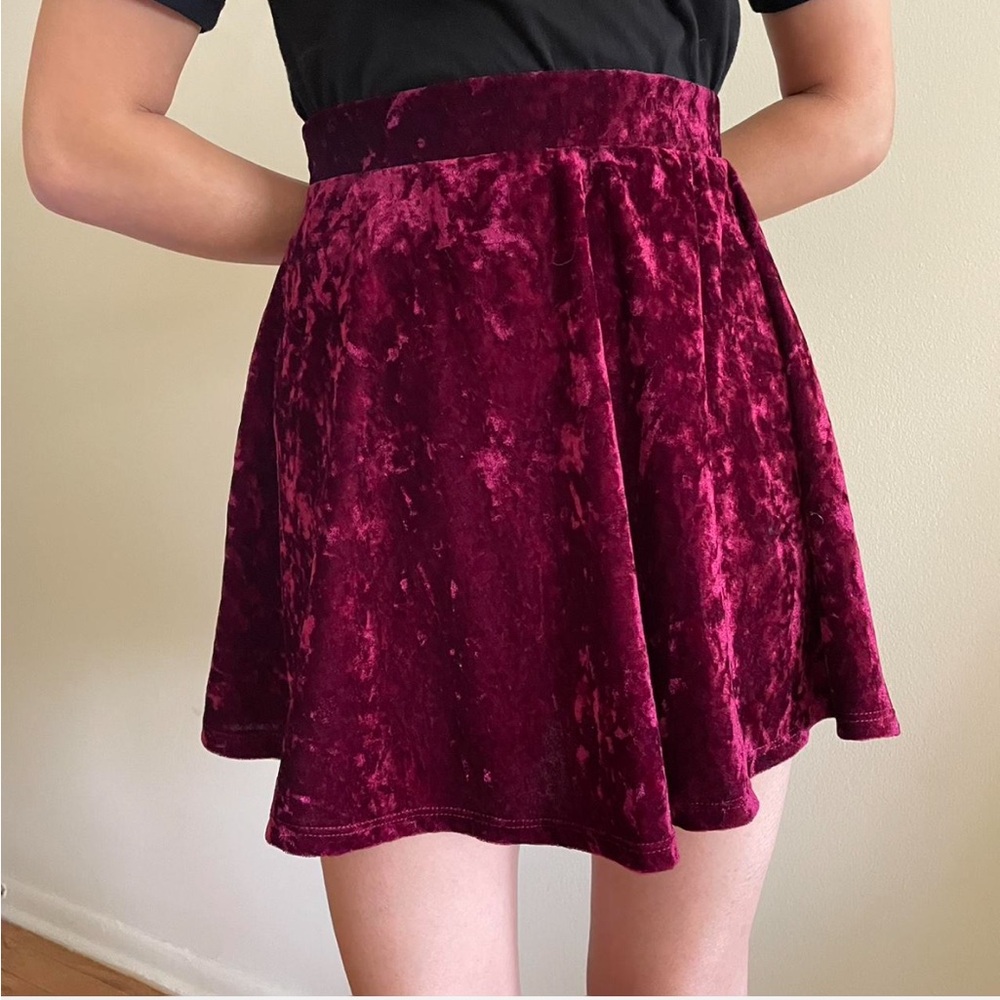 Velvet Burgundy Skater Skirt